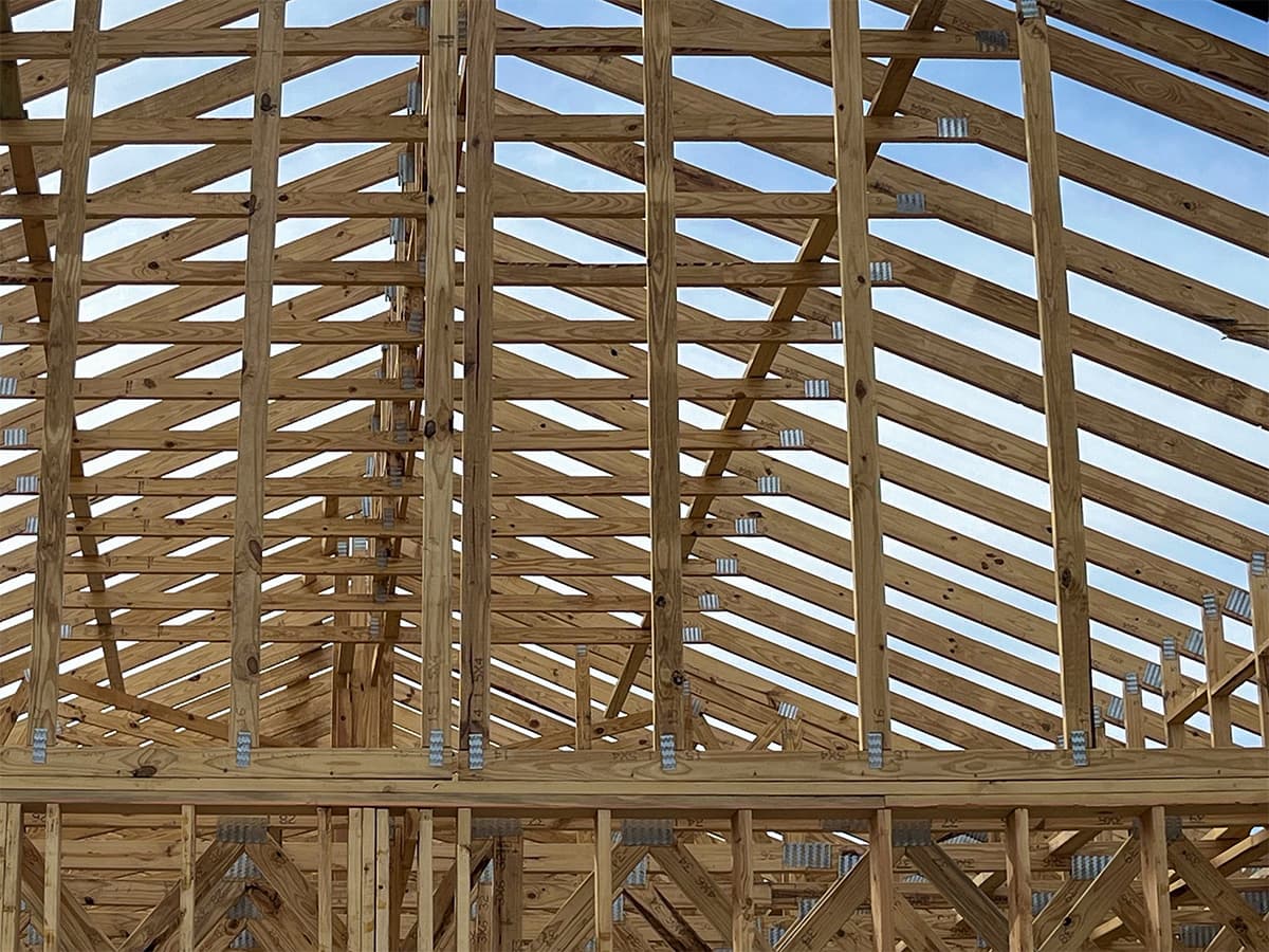 View of installed gable end roof truss