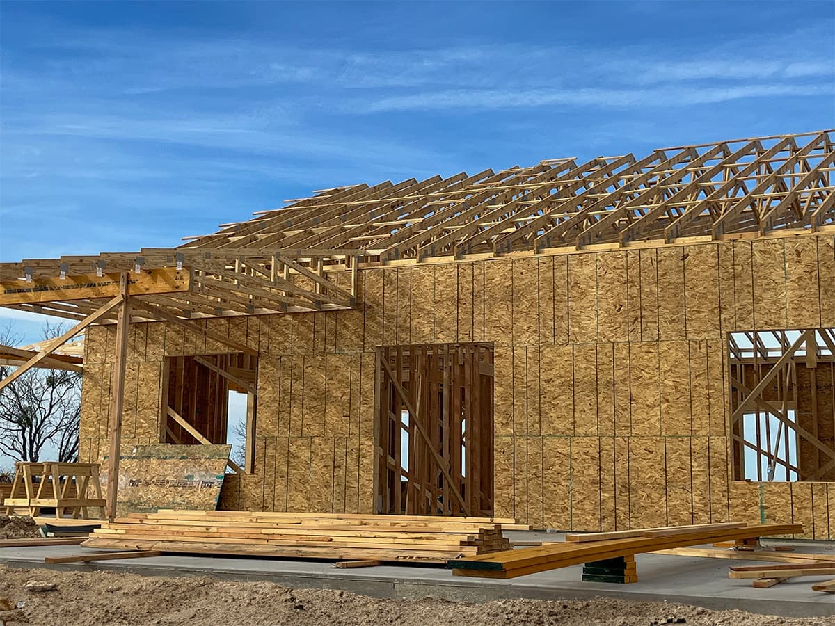 View of installed mono cap trusses